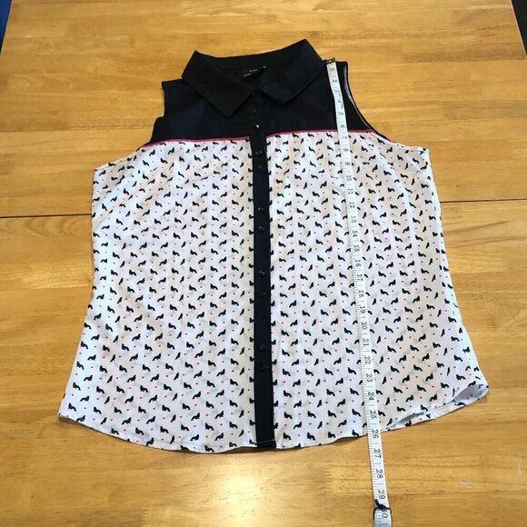 Schwiing Seal Walrus Sheer White Black Tank Blouse Button Down Shirt Women's Med - Picture 12 of 15